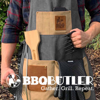 Canvas Apron With Leather Accents - Grey