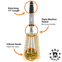 BBQ Butler Brass Grill Brush - Great for All Smoker/Grill Grates