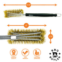 BBQ Butler Brass Grill Brush - Great for All Smoker/Grill Grates