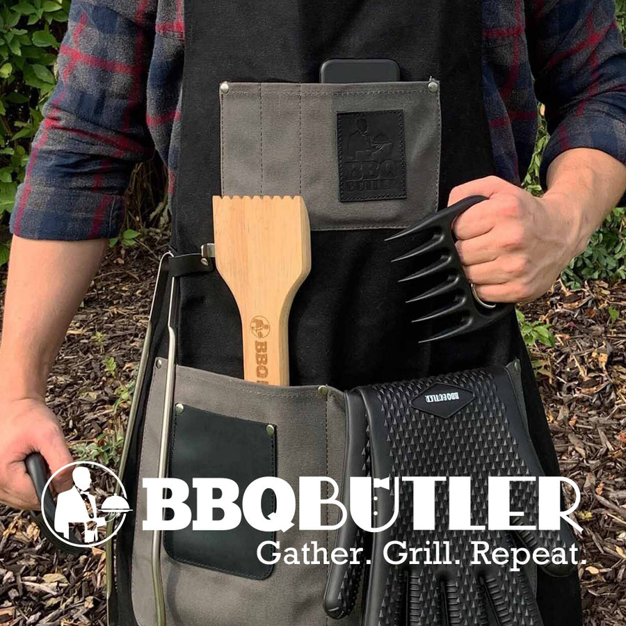 Waxed Canvas Apron With Leather Accents - Black – BBQ Butler