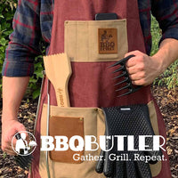 Canvas Apron With Leather Accents - Burgundy